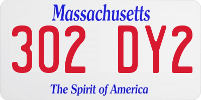 MA license plate 302DY2