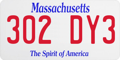 MA license plate 302DY3