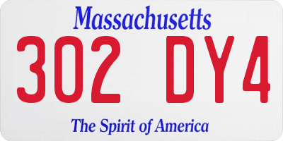 MA license plate 302DY4