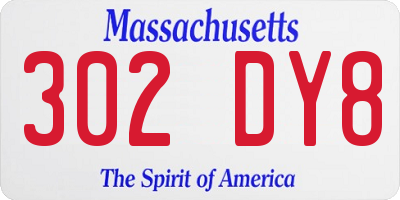 MA license plate 302DY8