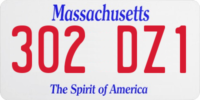 MA license plate 302DZ1
