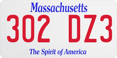 MA license plate 302DZ3