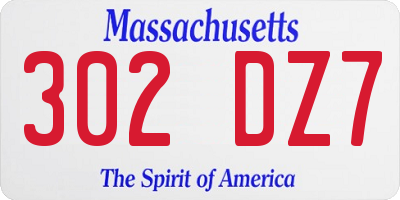 MA license plate 302DZ7