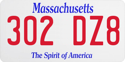 MA license plate 302DZ8
