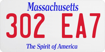 MA license plate 302EA7