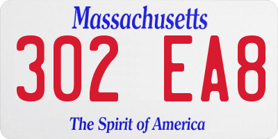 MA license plate 302EA8