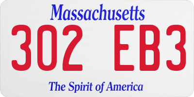 MA license plate 302EB3