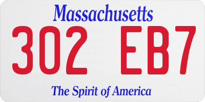 MA license plate 302EB7