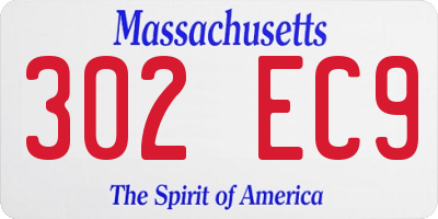 MA license plate 302EC9