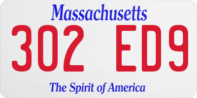 MA license plate 302ED9