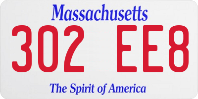 MA license plate 302EE8