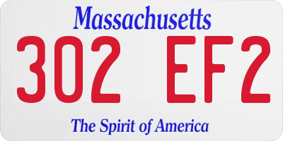 MA license plate 302EF2