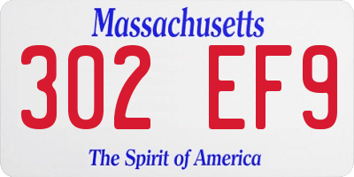 MA license plate 302EF9