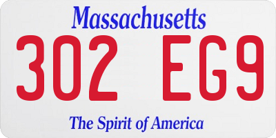 MA license plate 302EG9