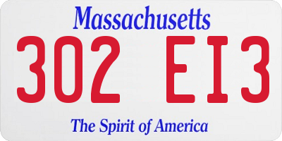 MA license plate 302EI3