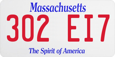 MA license plate 302EI7