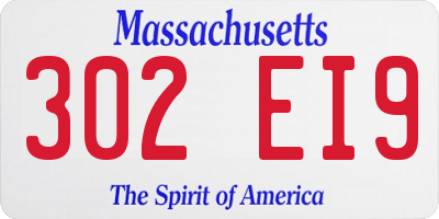 MA license plate 302EI9