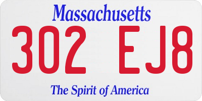 MA license plate 302EJ8