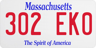 MA license plate 302EK0