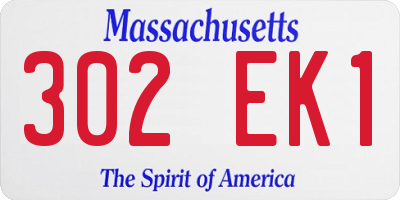 MA license plate 302EK1