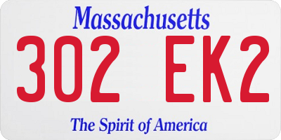 MA license plate 302EK2