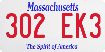 MA license plate 302EK3