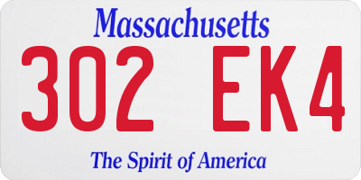 MA license plate 302EK4