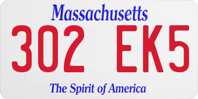 MA license plate 302EK5