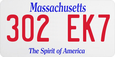 MA license plate 302EK7