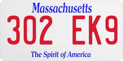 MA license plate 302EK9