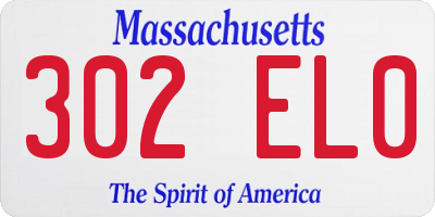 MA license plate 302EL0