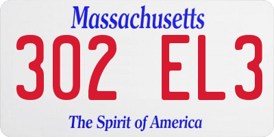MA license plate 302EL3