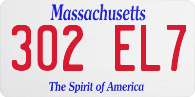MA license plate 302EL7