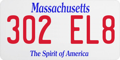MA license plate 302EL8