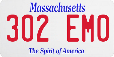MA license plate 302EM0
