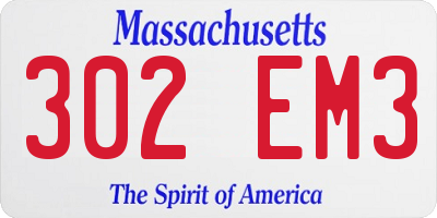 MA license plate 302EM3