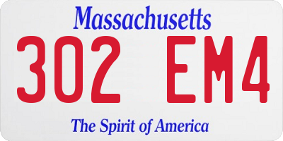 MA license plate 302EM4