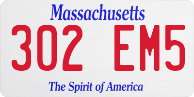 MA license plate 302EM5