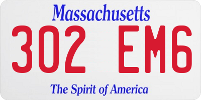 MA license plate 302EM6