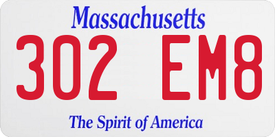 MA license plate 302EM8
