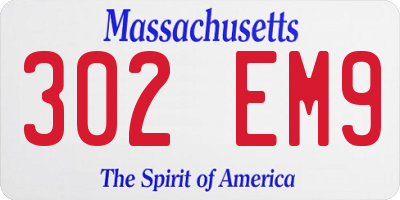 MA license plate 302EM9