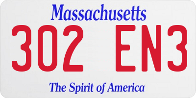 MA license plate 302EN3
