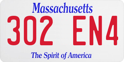MA license plate 302EN4