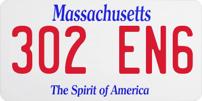 MA license plate 302EN6