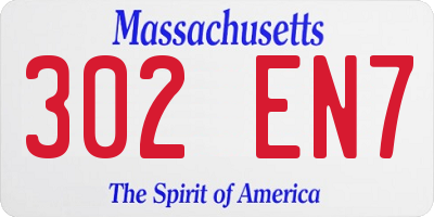MA license plate 302EN7