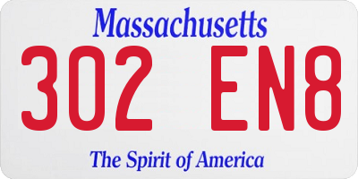 MA license plate 302EN8