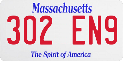 MA license plate 302EN9