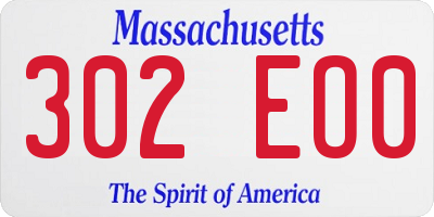 MA license plate 302EO0