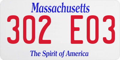 MA license plate 302EO3
