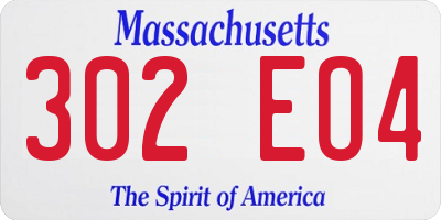 MA license plate 302EO4